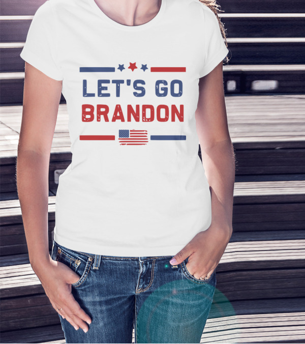 Let's Go Brandon US Flag Stars American Colors T-Shirt