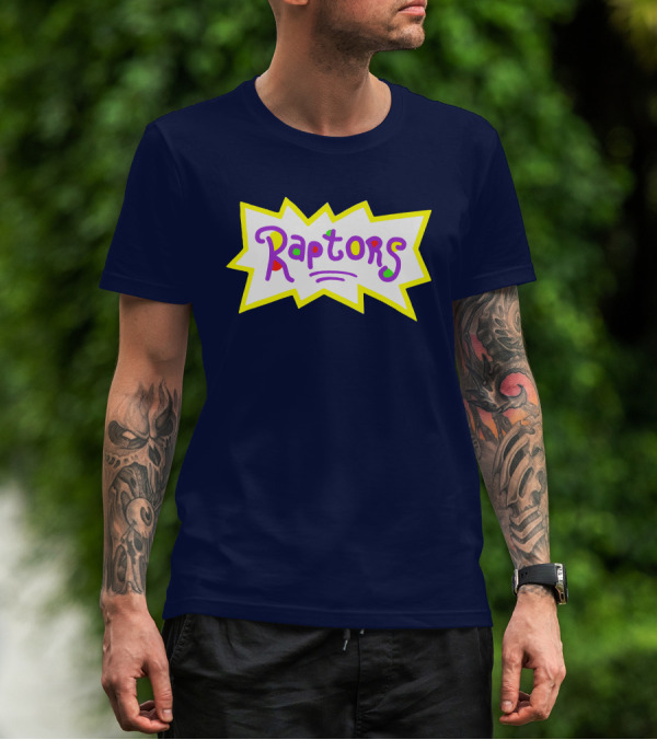 Raptors Retro Pop Art Style Text With Vivid Colors And Bold Outline T-Shirt