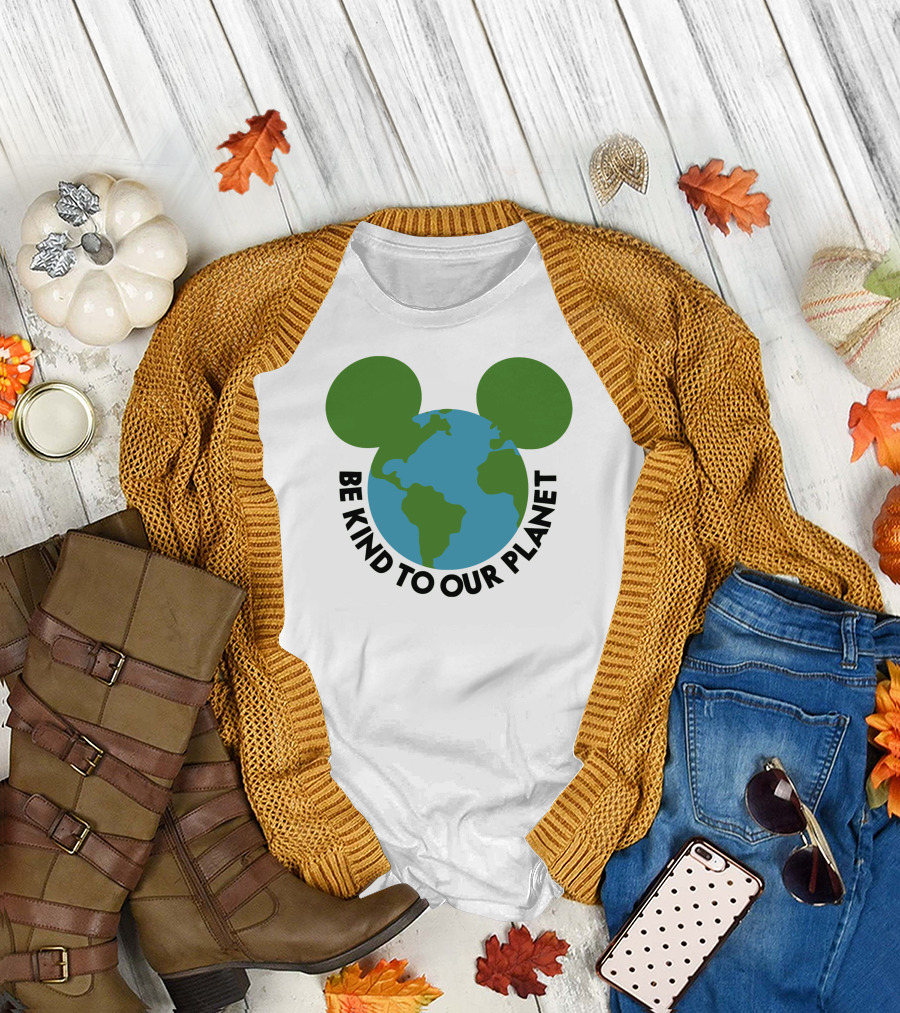 Be Kind to Our Planet Mouse Icon Earth Day T-Shirt