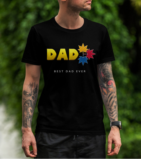 Best Dad Ever Colorful Maple Leaves T-Shirt