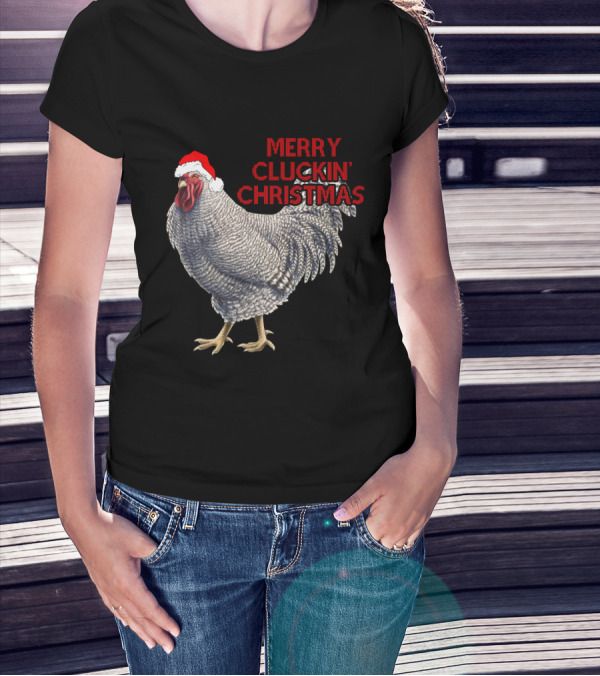 Merry Cluckin' Christmas Santa Hat Chicken T-Shirt