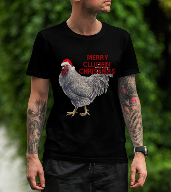 Merry Cluckin' Christmas Santa Hat Chicken T-Shirt