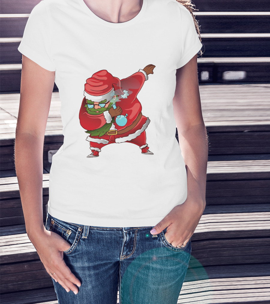 Cool Santa Style Merry Dab Christmas Smoking Fun T-Shirt