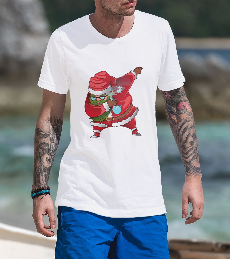 Cool Santa Style Merry Dab Christmas Smoking Fun T-Shirt