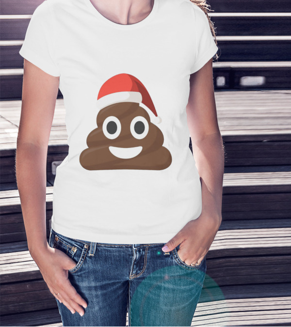 Funny Santa Poopy Emoji Holiday Humor T-Shirt
