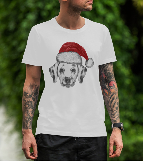 Santa Dog Adorable Holiday Canine Wearing Red Santa Hat T-Shirt