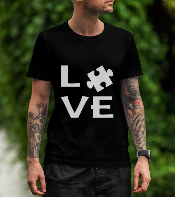 Autism Love Puzzle Piece Representation In Text T-Shirt