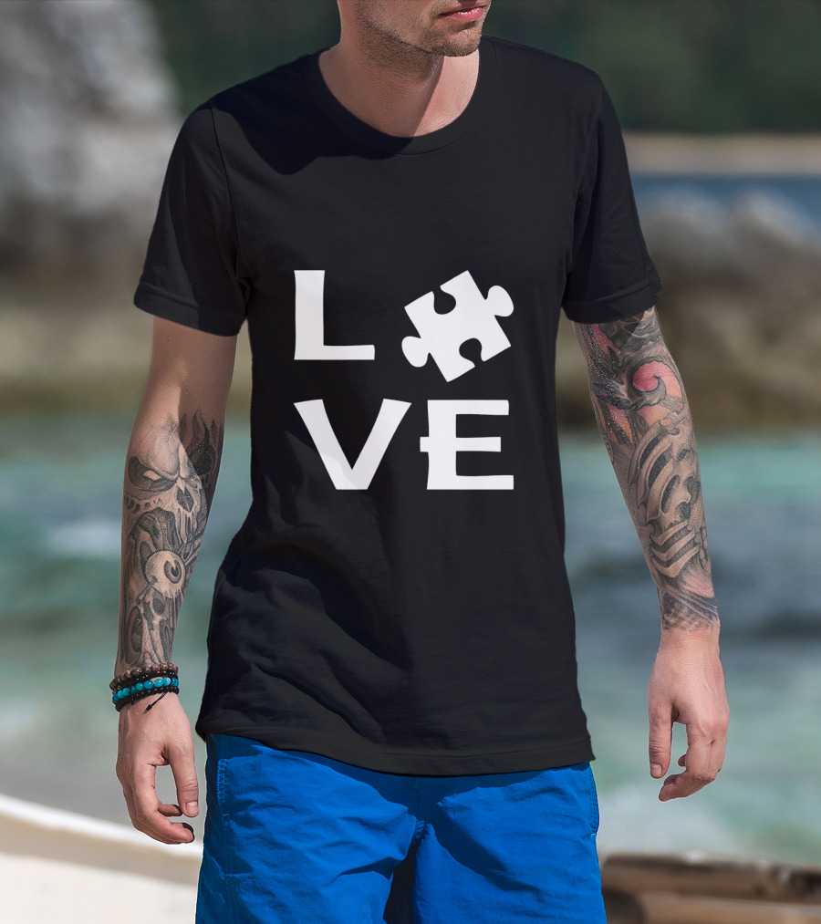 Autism Love Puzzle Piece Representation In Text T-Shirt