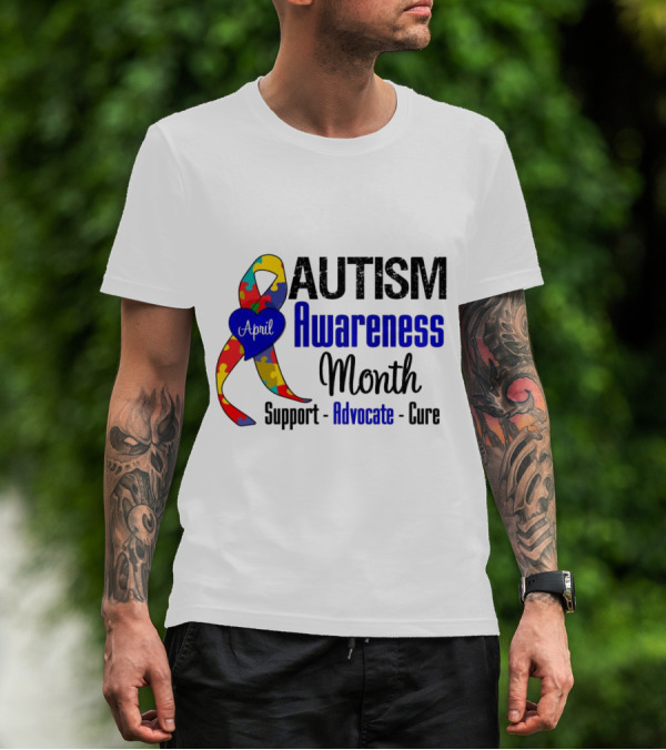 Autism Awareness Month April Support Advocate Cure Puzzle T-Shirt