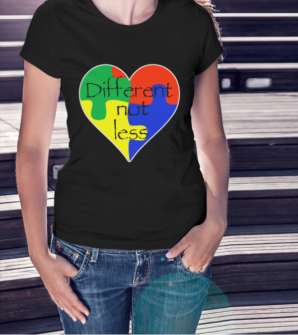Different Not Less Heart Puzzle Autism Awareness T-Shirt