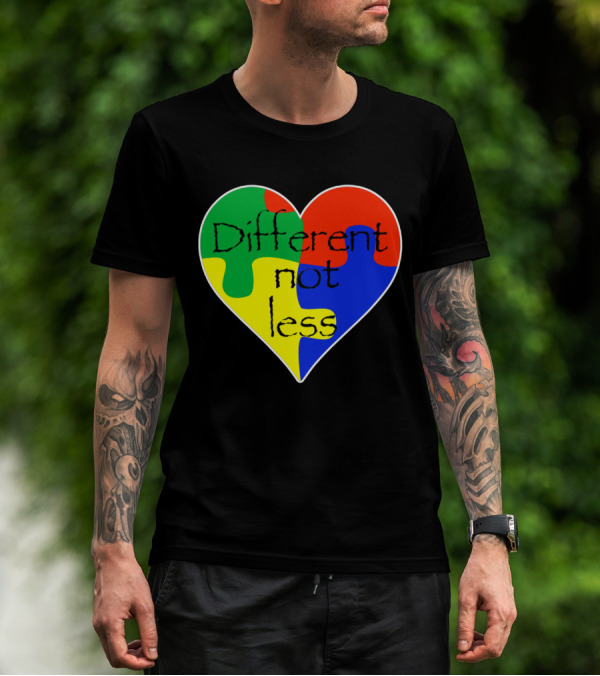 Different Not Less Heart Puzzle Autism Awareness T-Shirt