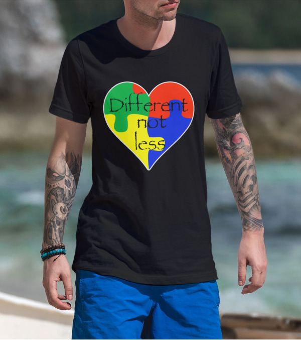 Different Not Less Heart Puzzle Autism Awareness T-Shirt