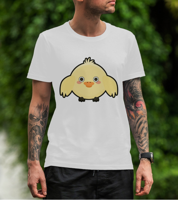Kawaii Chick Cute Yellow Cartoon Chicken With Big Eyes And Blushy Cheeks T-Shirt