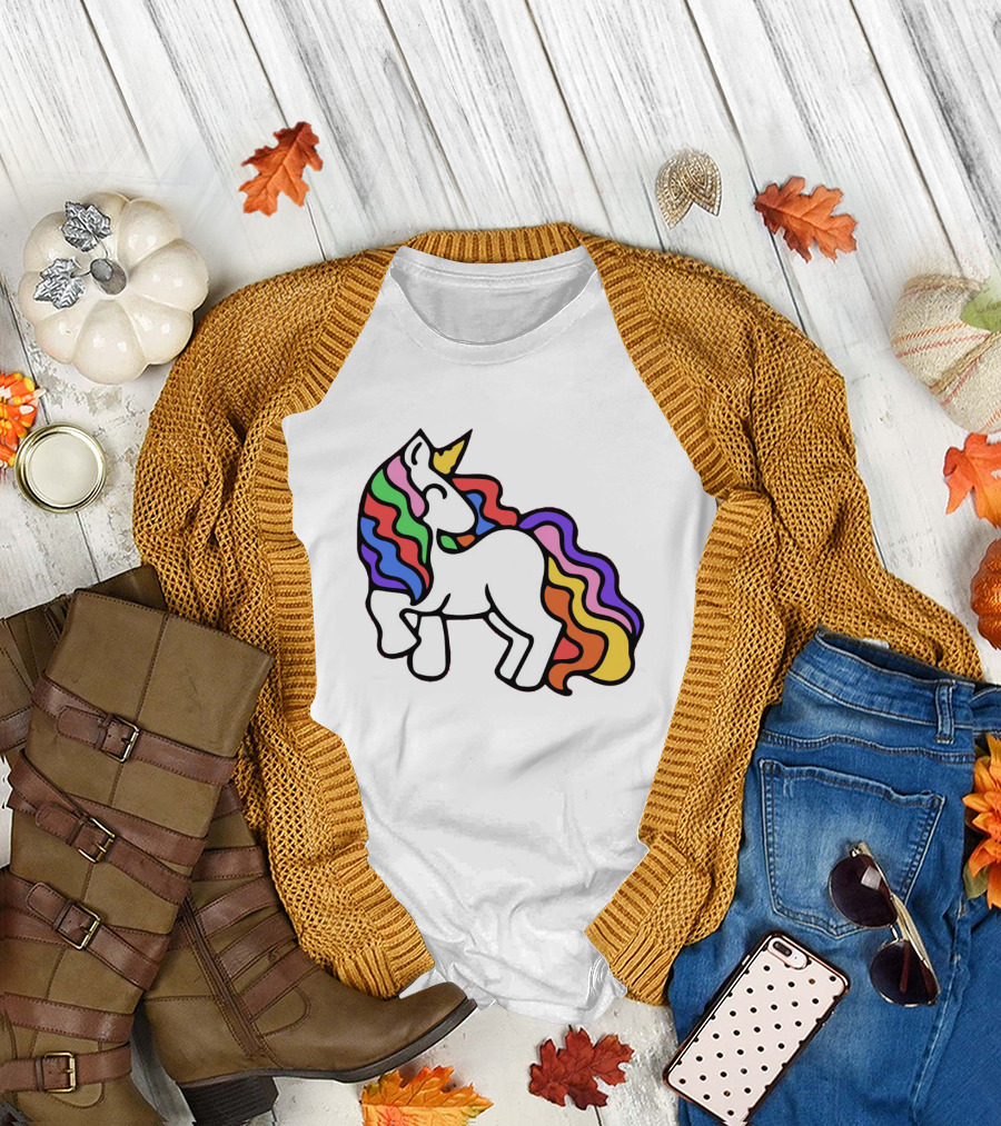 Retro Rainbow Unicorn Vibrant Colorful Mane T-Shirt