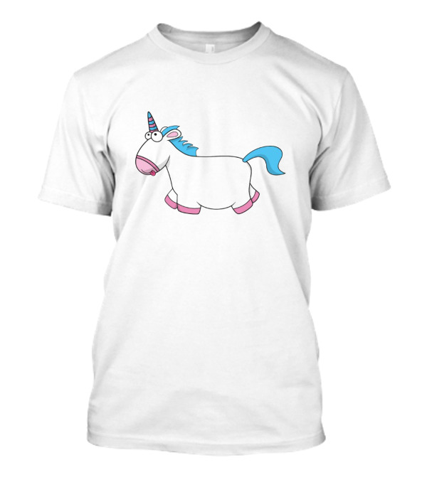 Unicorn Cute Unicorn Cartoon With Blue Mane And Pink Accents T-Shirt