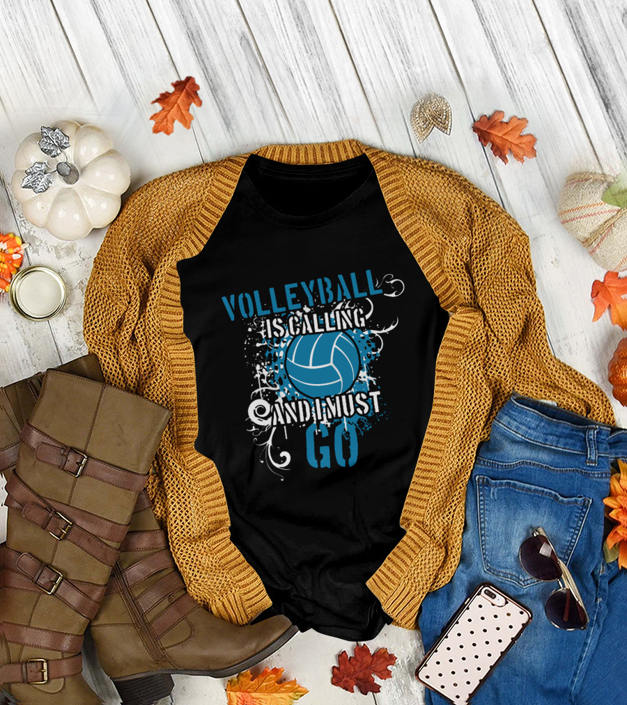 Volleyball Is Calling And I Must Go Blue Splatter T-Shirt