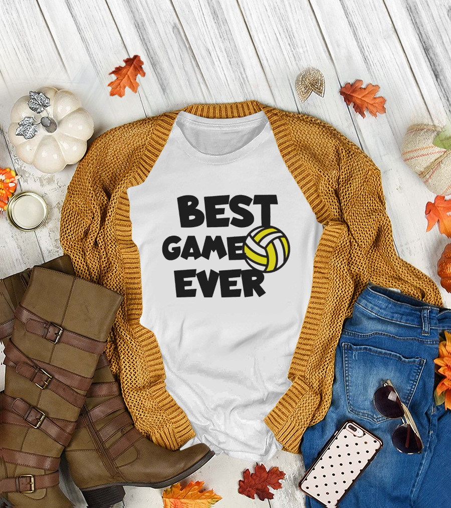 Best Game Ever Volleyball Design with Yellow and Black Ball T-Shirt