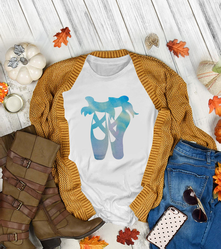 Ballet Watercolor Ballerina Dance Pointe Shoes Artful Expression T-Shirt