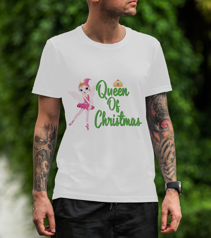 Queen Of Christmas Ballet Fairy With Pink Tutu And Crown T-Shirt