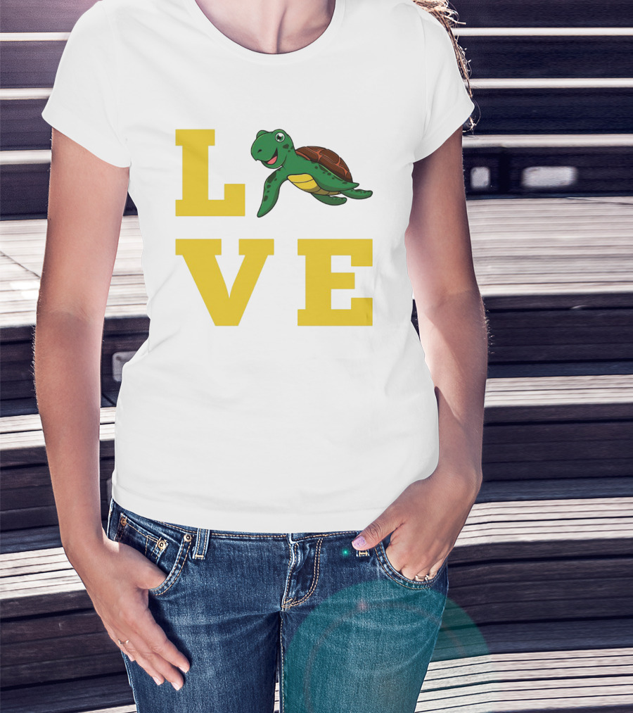 LOVE Turtles Funny Kids Sea Drawing Playful T-Shirt