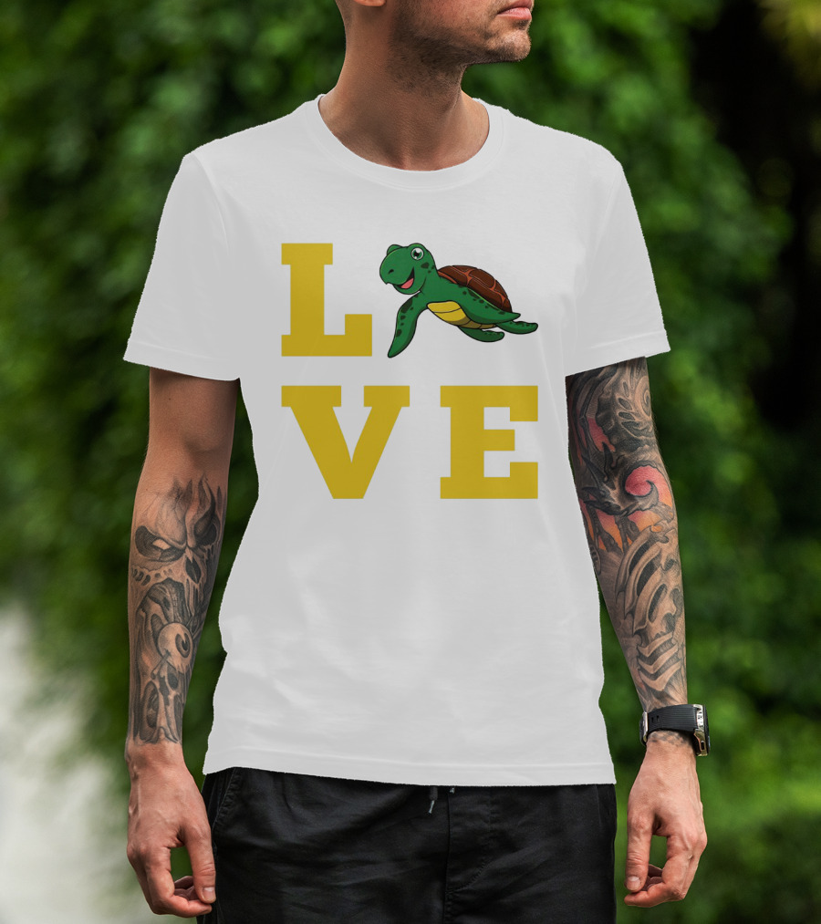LOVE Turtles Funny Kids Sea Drawing Playful T-Shirt