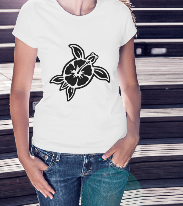 Hibiscus Flower Turtle T-Shirt