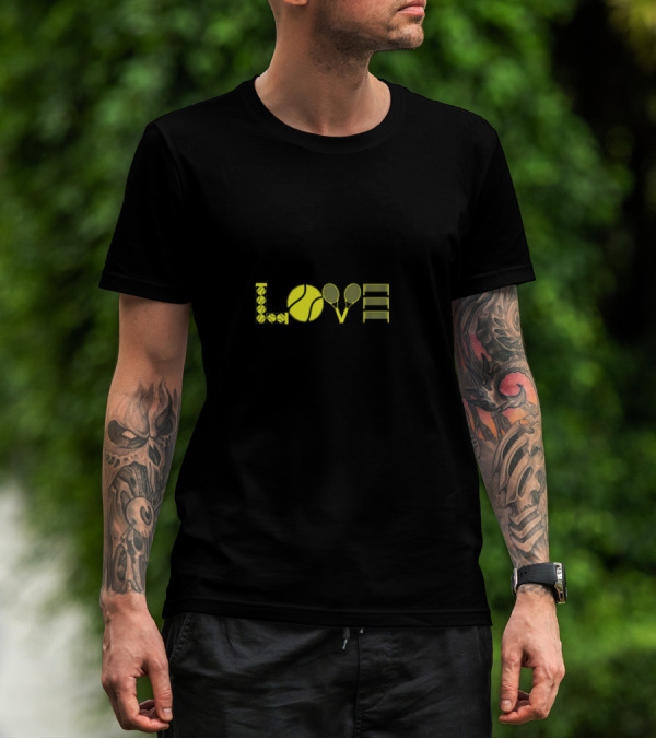 Love Tennis Racket Ball Design With Playful Tennis T-Shirt