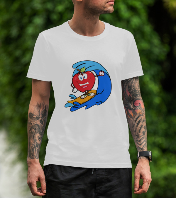Apple Riding Surf Waves On A Board T-Shirt