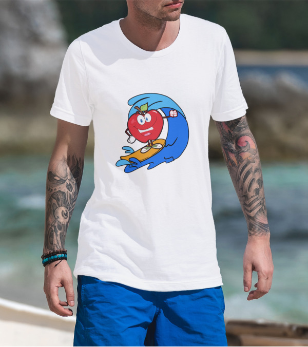 Apple Riding Surf Waves On A Board T-Shirt