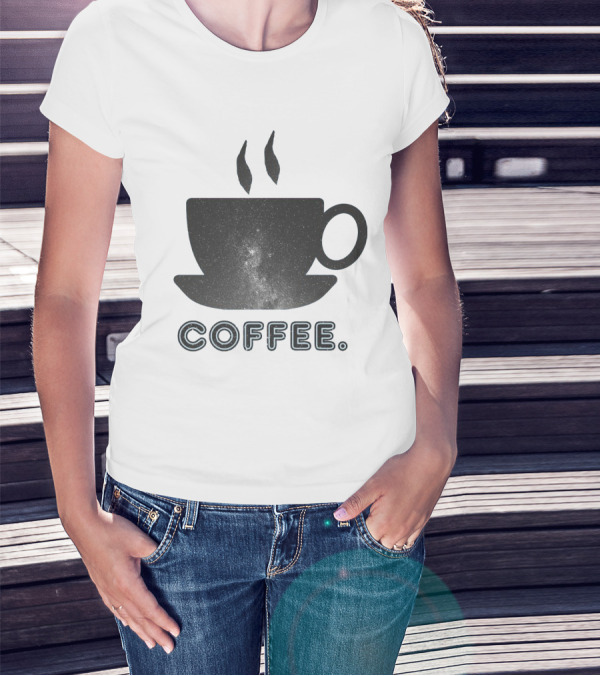 Coffee Cup With Starry Galaxy Design And Steam T-Shirt