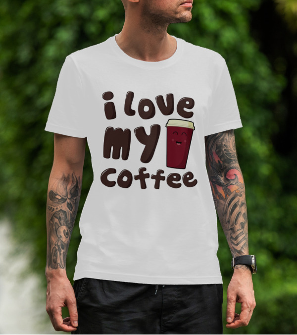 I Love My Coffee Cup Smile Emoticon T-Shirt