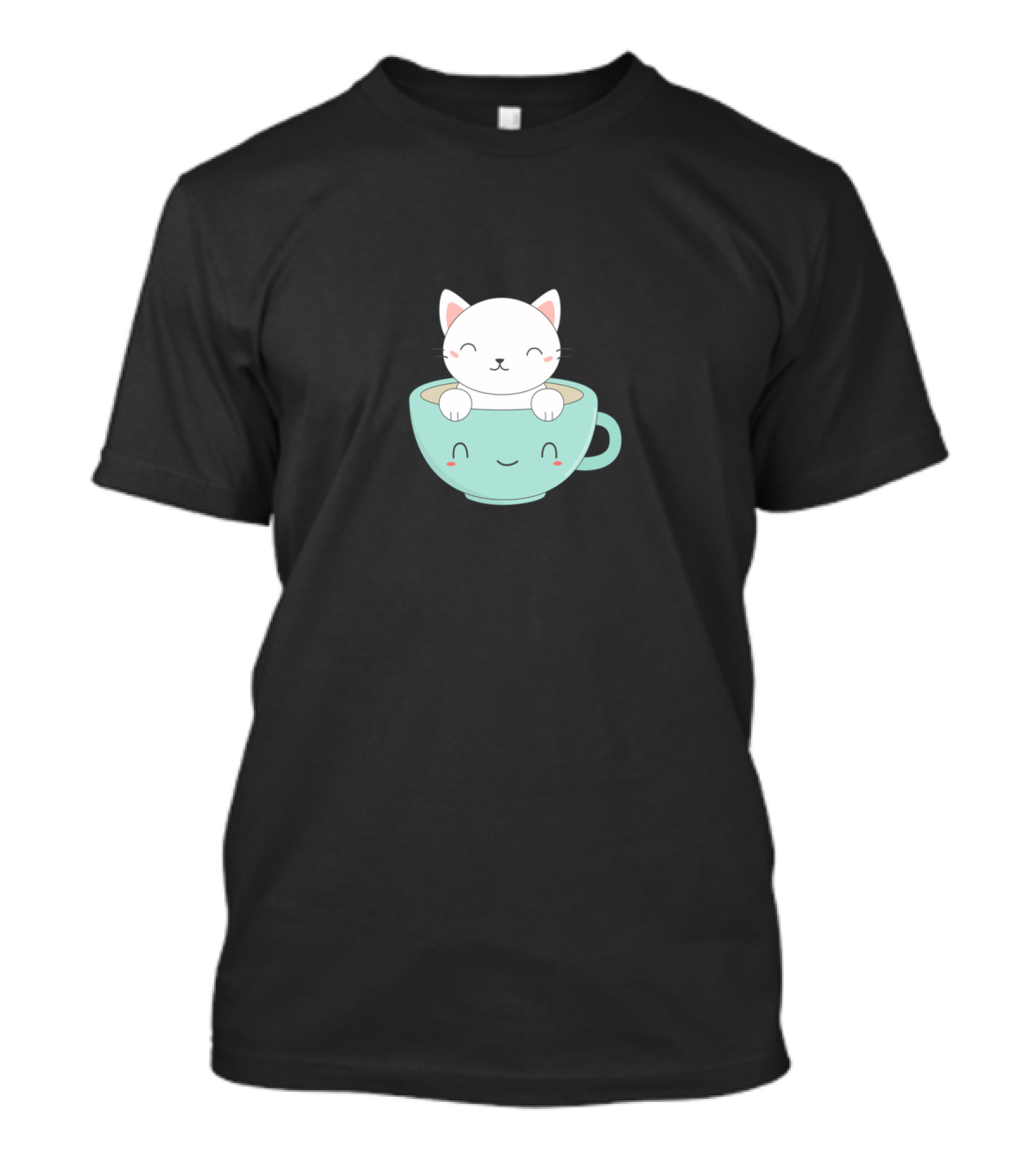 Adorable Cat In Smiling Coffee Cup T-Shirt