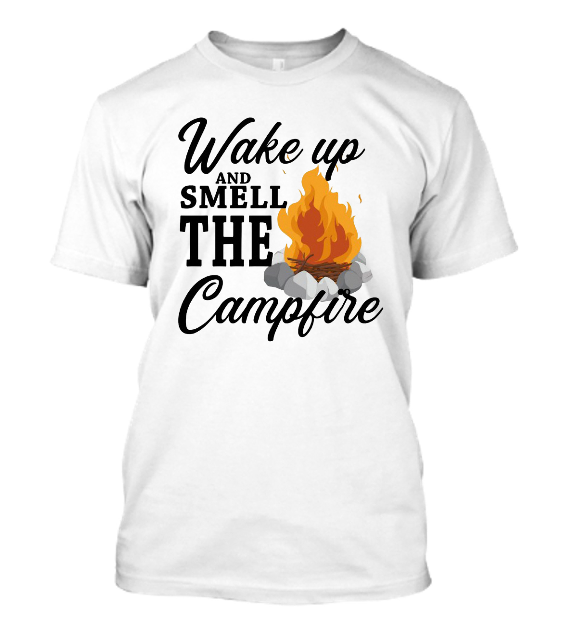 Wake Up And Smell The Campfire With Vibrant Flames And Rocks T-Shirt