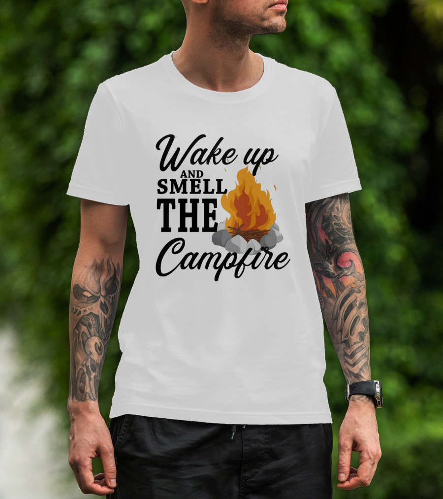 Wake Up And Smell The Campfire With Vibrant Flames And Rocks T-Shirt