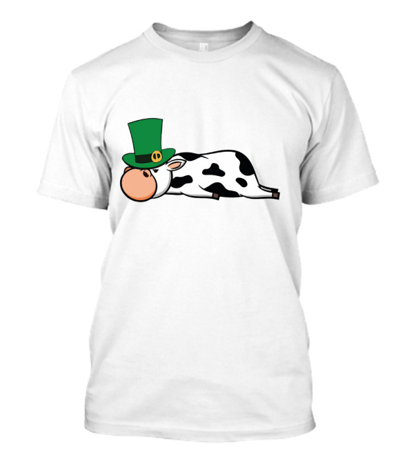 St Patricks Day Irish Cow With Green Hat Drunken Beer Party T-Shirt