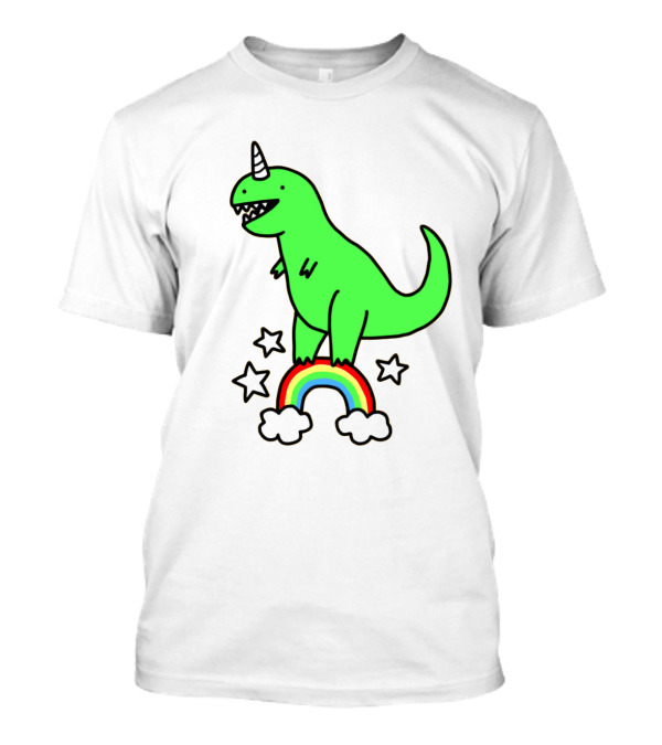 Unicorn Dinosaur With Stars And Rainbow T-Shirt