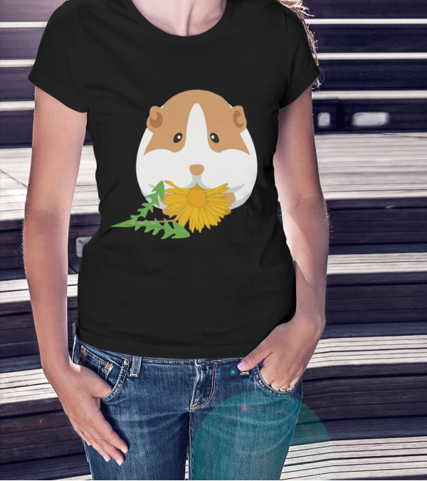 Guinea Pig With Dandelion And Green Leaves T-Shirt