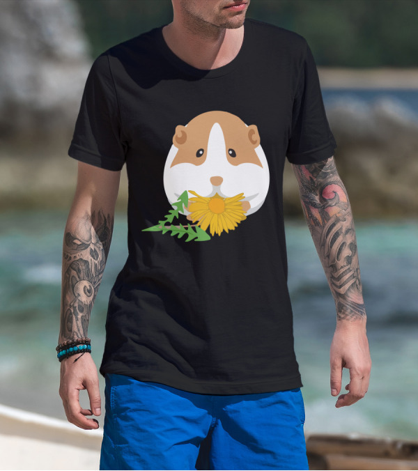Guinea Pig With Dandelion And Green Leaves T-Shirt