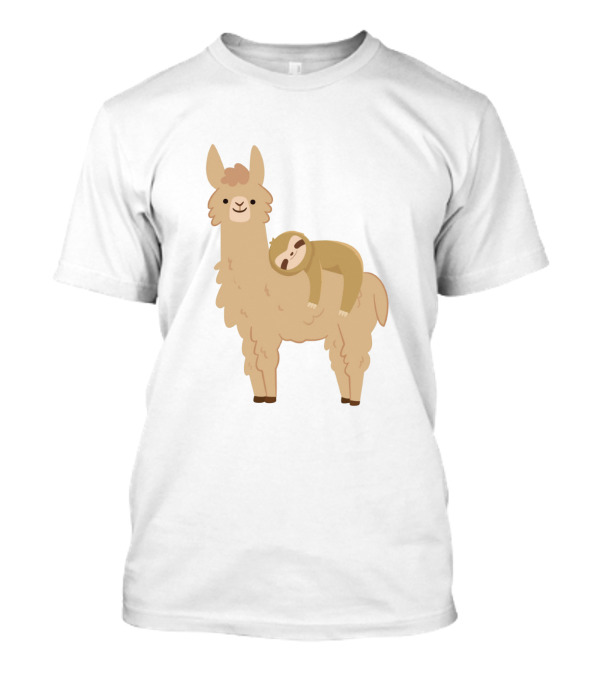 Adorable Sloth Resting On A Cute Llama T-Shirt