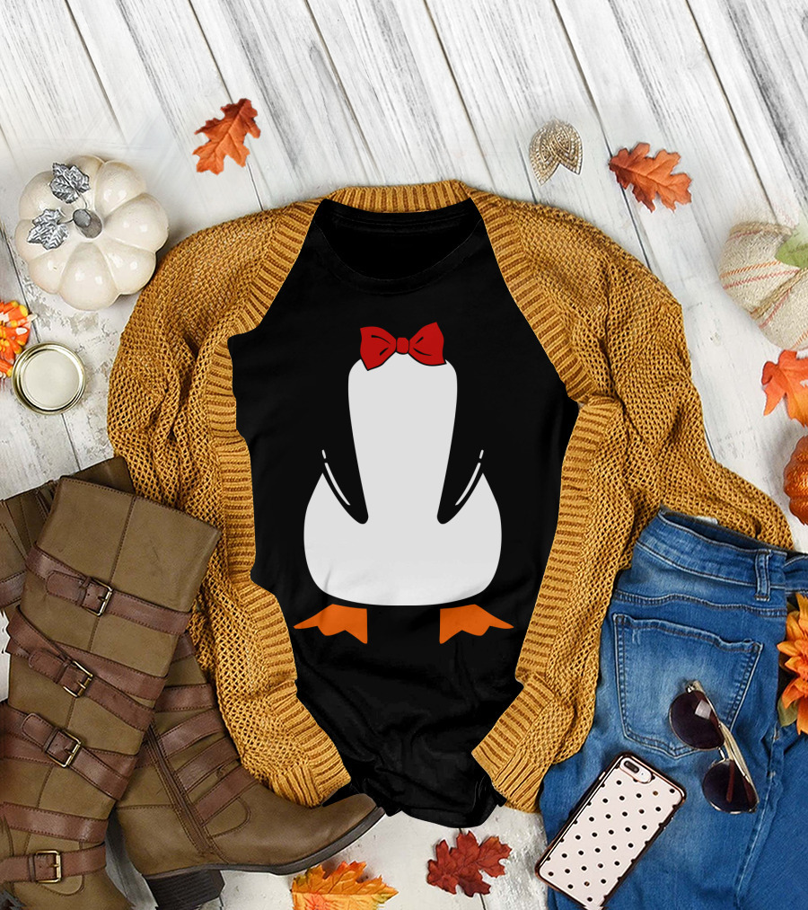 Penguin Penguin with Red Bow Tie and Orange Feet T-Shirt