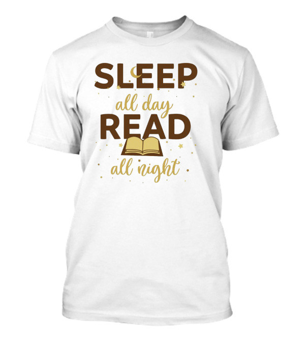 Sleep All Day Read All Night Book Lover Starry Book T-Shirt