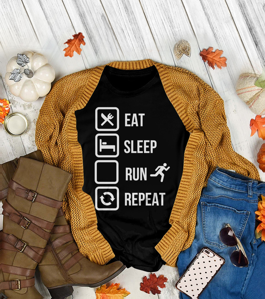 Eat Sleep Run Repeat with Iconic Activity Sequence T-Shirt