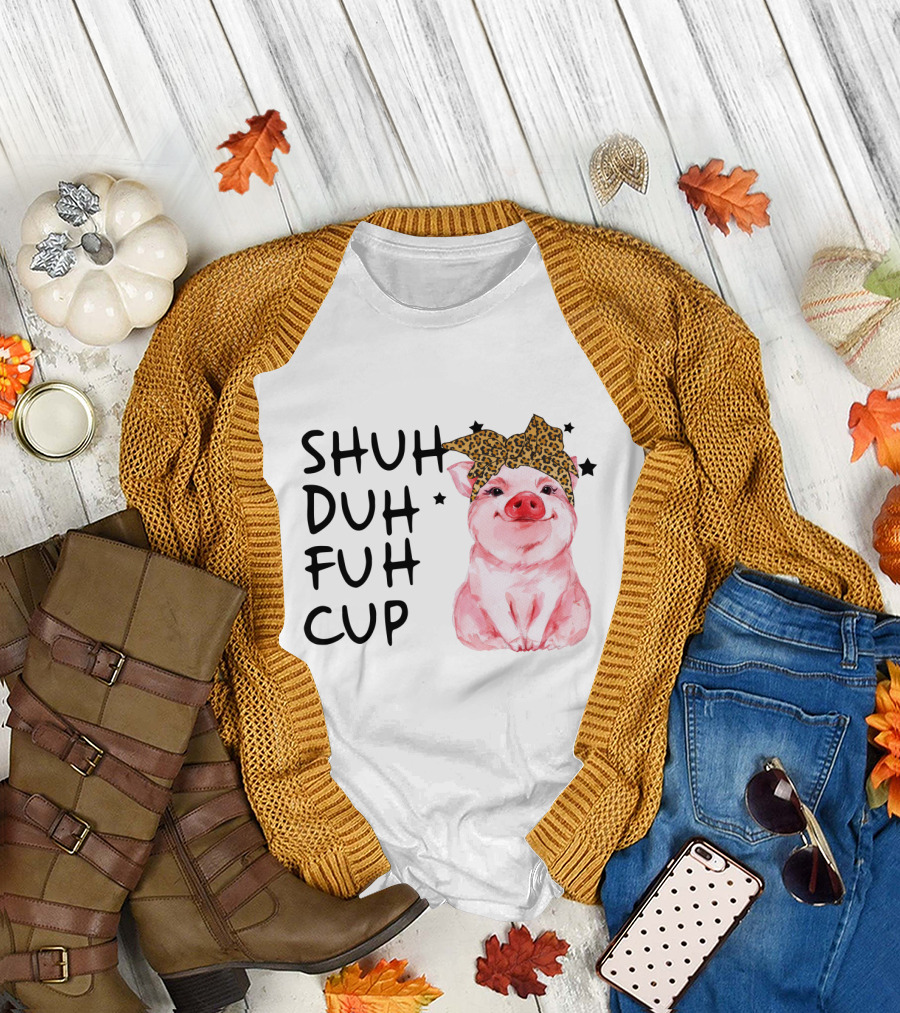 SHUH DUH FUH CUP Cute Pig with Leopard Headband Farm Animal T-Shirt