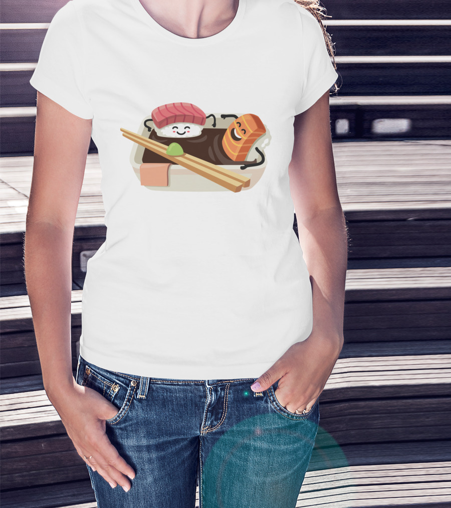 Sushi Shower Relaxing Nigiri And Salmon In Soy Sauce Bathtub T-Shirt