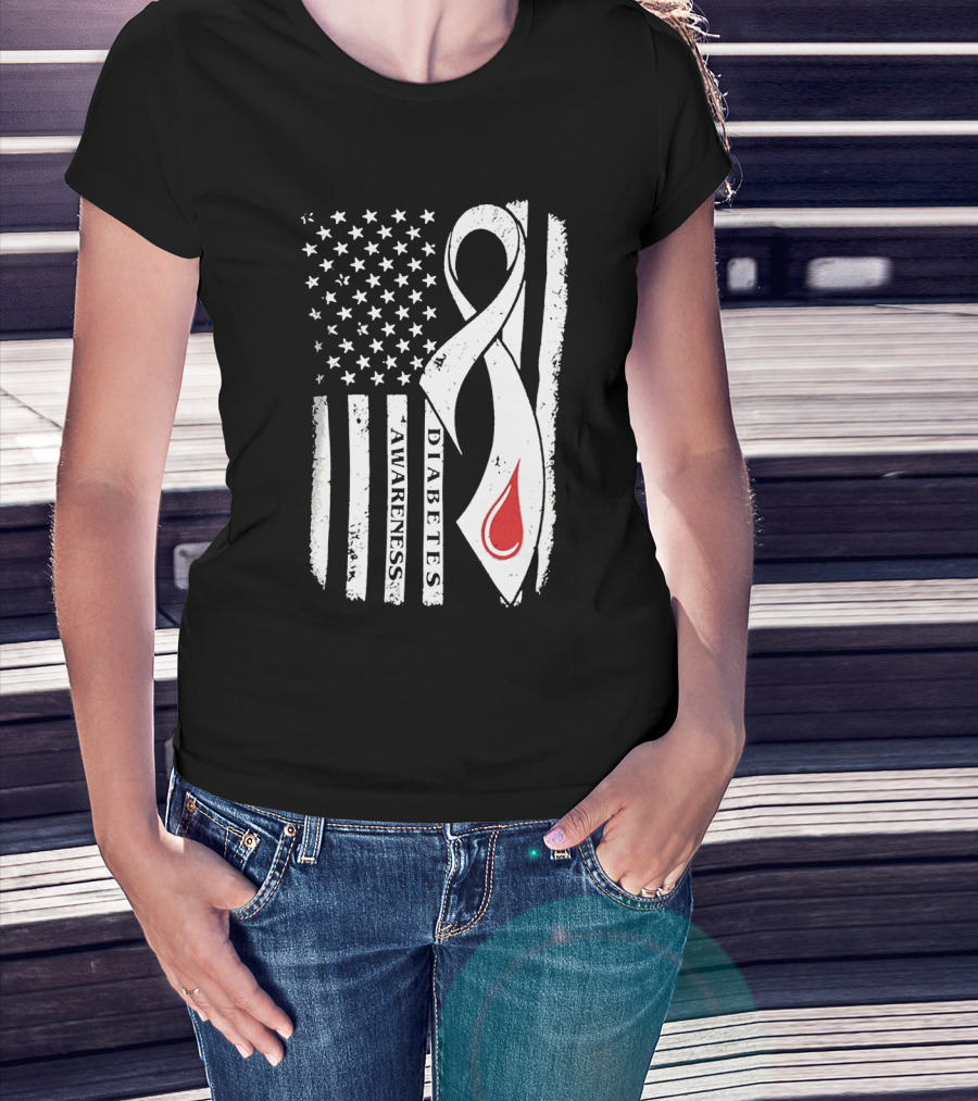 USA Flag Diabetes Awareness T-Shirt
