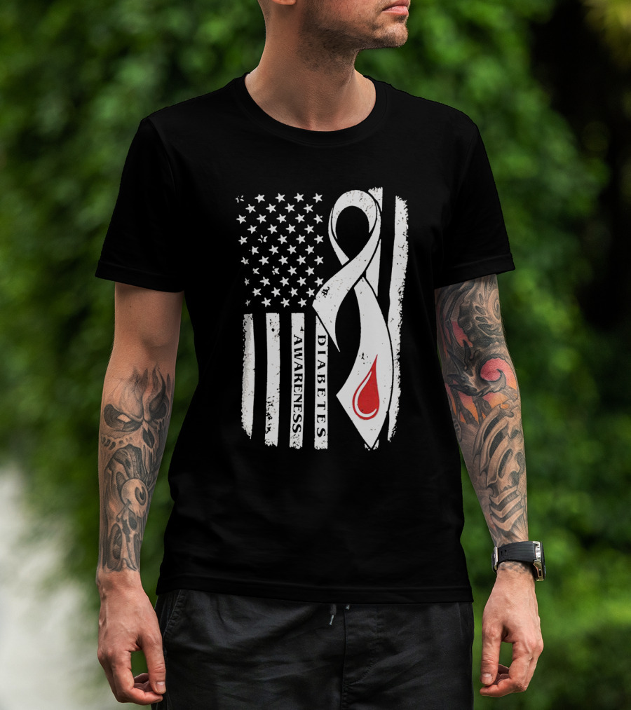 USA Flag Diabetes Awareness T-Shirt