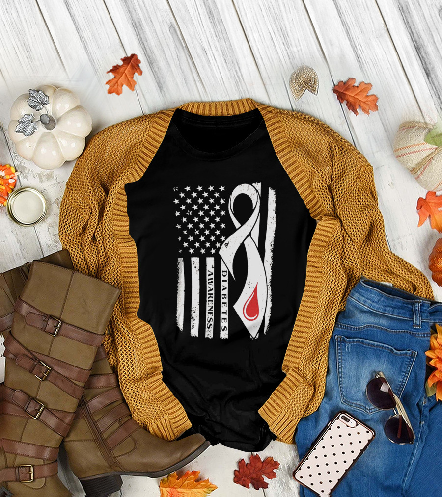 USA Flag Diabetes Awareness T-Shirt