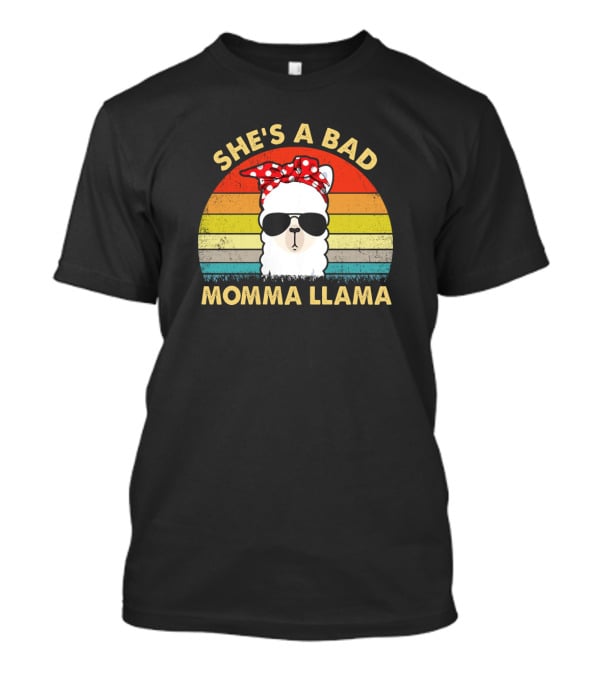 She's A Bad Momma Llama Retro Vintage Sunglasses Bandana T-Shirt