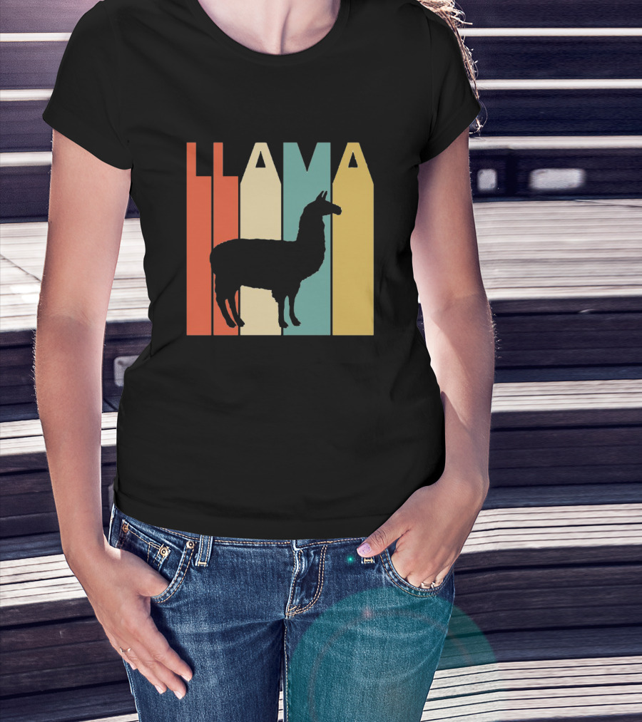LLAMA Silhouette Retro Colors T-Shirt