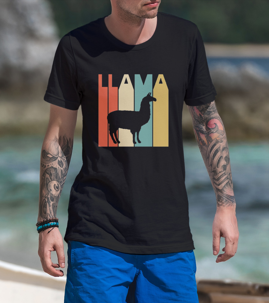 LLAMA Silhouette Retro Colors T-Shirt